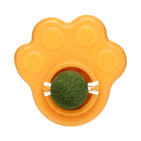 A toy for cats with cat mint "paw", 8.5 cm, yellow-3
