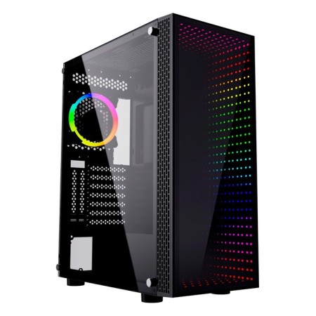 The GMNG GG-CC120 case is black without ATX 5x120mm 5x140mm 2xusb2.0 1xusb3.0 Audio Bott PSU