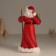 Polystone souvenir "Santa Claus in a red fur coat, with a staff, with a gift" 11.5x8.5x20.5 cm