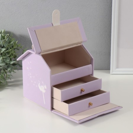 Casket to the leatherette for decorations House "Bunny" Lilac 16.5x19x16.5 cm-3