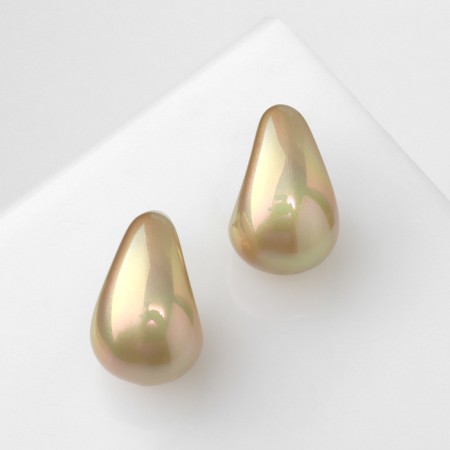 Earrings plastic "drop" smooth mini, beige color-2