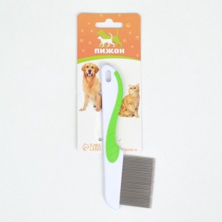A comb for wool 15.6 x 5.3 cm, long teeth 3.4 cm, white-green-4