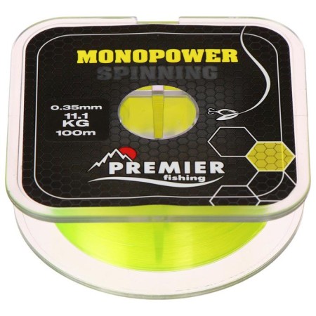 Premier Fishing Monopower Spinning Lines, diameter 0.35 mm, test 11.1 kg, 100 m, fluorescent yellow