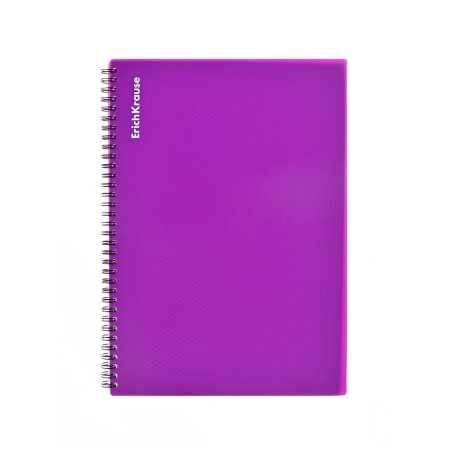 A4 notebook, 80 sheets in a cage on a spiral Erichkrause "Glance Vivid", with a plastic cover, an offset unit, white 100%, mix-11