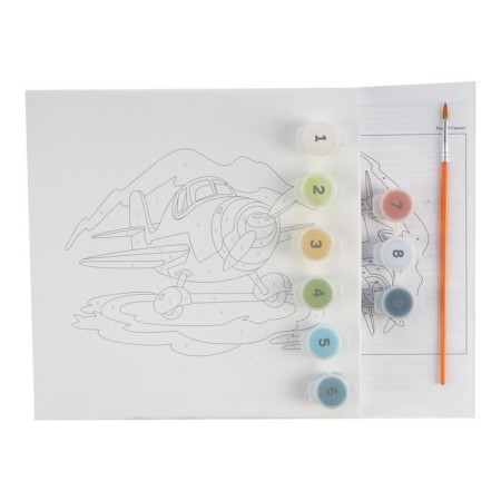 Picture on numbers Children's "Airplane", canvas on a subframe 20 × 20 cm-1
