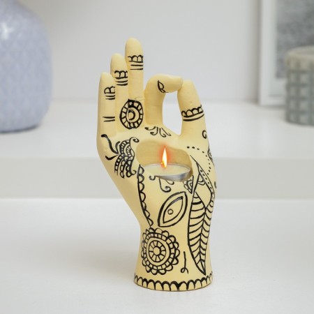 Hindi candlestick with painting, 16cm