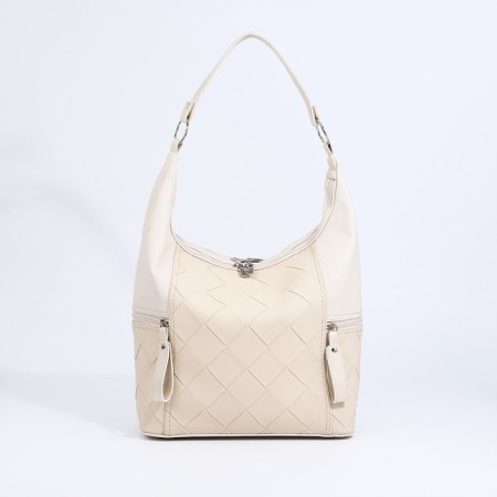 Bag-mech "Golden Rain" on lightning, 3 outer pockets, long belt, beige color