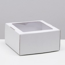 Self -charged box, with a window, craft, white, 23 x 23 x 12 cm