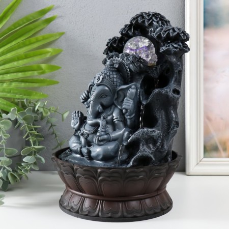Ganesh desktop fountain "Ganesha sits under a tree" gray 20.5x20x30 cm-2