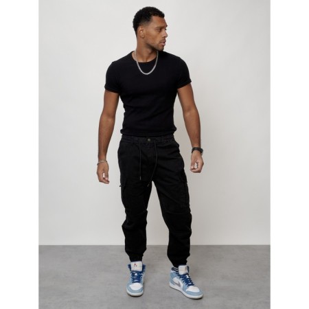 Cargo jeans male, size 44, black color-11