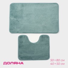 A set of mats for the bathroom and toilet of the “software”, 2 pcs, 40 × 50 cm, 50 × 80 cm, turquoise color