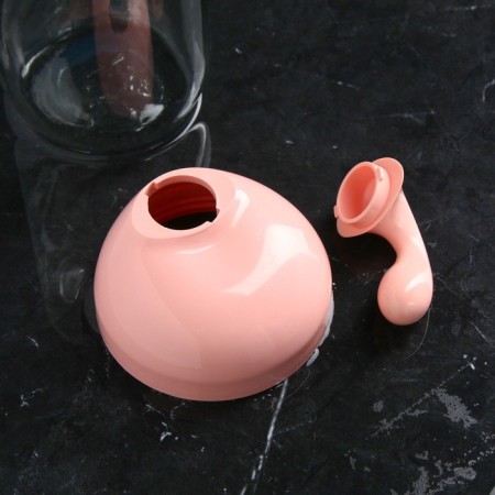 Bank for bulk products "Axis", 500 ml, glass, pink cover, Iran-2