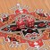 Backgammon "red pattern", wooden board 50 x 50 cm, with a field for playing checkers