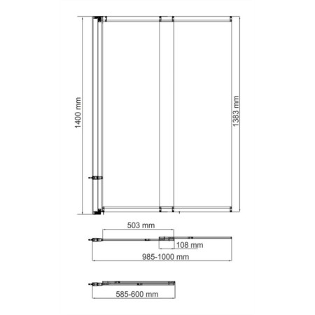 Shower curtain for the bath Wasserkraft Main 41S02-100 Wasserschutz, 1000x1400 mm, sliding-3