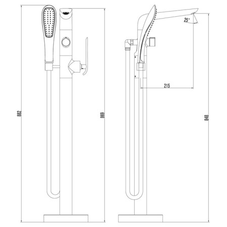 LEMARK MELANGE LM4944CW bath mixer, single -leaf, pour 215 mm, floor, white-1