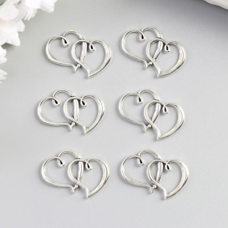 Decor for creativity Metal "Double Heart" silver 2.4x3.1 cm-1
