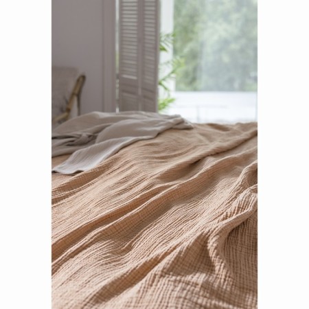 Bilateral veil of muslin color Essential ocher, size 180x250 cm-1