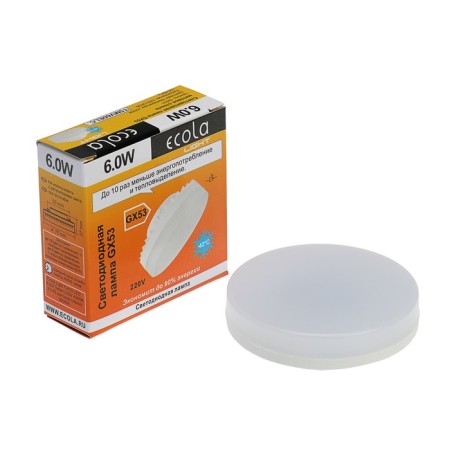 LED LED ECOLA LIGHT, GX53, 6 W, 4200 K, 220 V, 27x75 mm, matte glass
