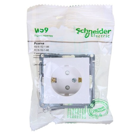 The socket "W59" Sche RS16-152-1-86, 16 A, single, with salary, with protective curtains, white-2