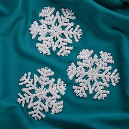 Christmas tree decoration "Taustic snowflake" (set 3 pcs) D-12 cm, silver
