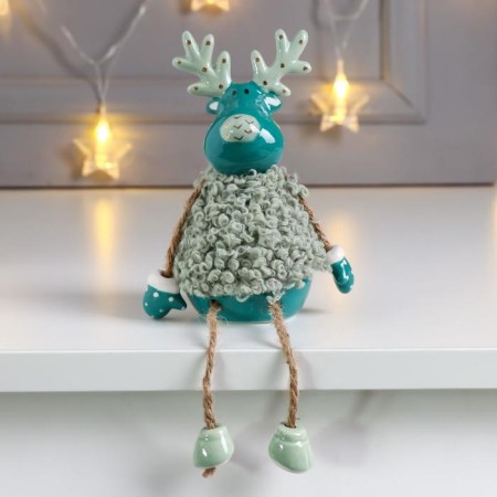 Souvenir Ceramics "Losik in a curly fur coat" Dark green 13.7x6.2 cm