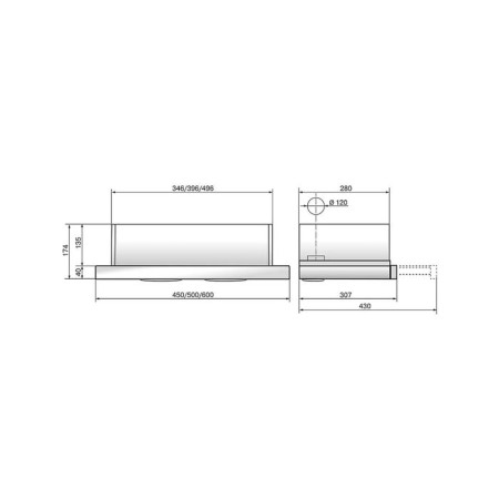 Elikor Exposure "Integra" 45p-400-B2l, built-in, 400 m3/h, 2 speeds, 45 cm, creamy-3