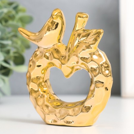 Souvenir Ceramics "Bird on an apple" Gold 10.3x3.3x10.3 cm-1