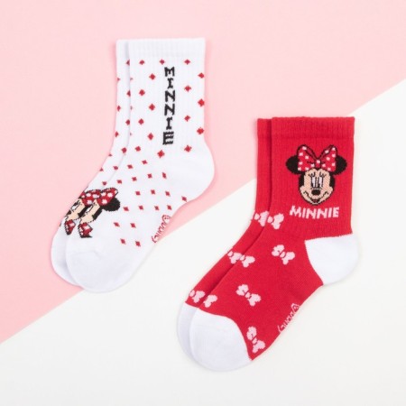 Set of socks "Minnie", Minnie Mouse 2 pairs, red/white color, 18-20 cm