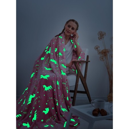 Unicorn blanket, size 150x200 cm, pink color-2