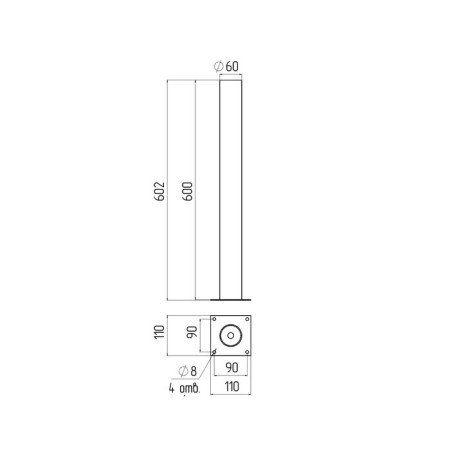 Support Metal era OM-0.6 for lamps NTU, 600x60 mm, black-3