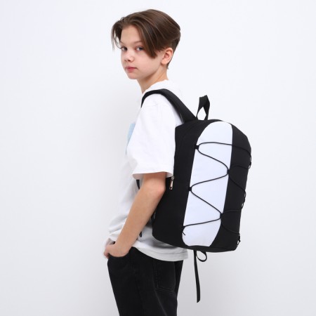 School textile school with lacing, 38x29x11 cm, black and white-8