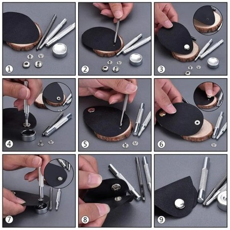 A set of tools for manual installation of S-shaped buttons, with a well, No. 655, d = 10 mm-3