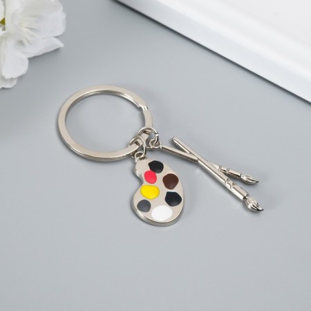 Metal keychain "for the artist - brushes and palette" gold, silver 7.7 cm-7
