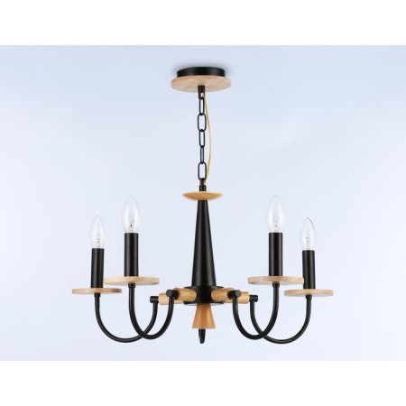 Suspended chandelier Ambrella Light, Modern, TR9593, 5HE14, white color, light wood-3