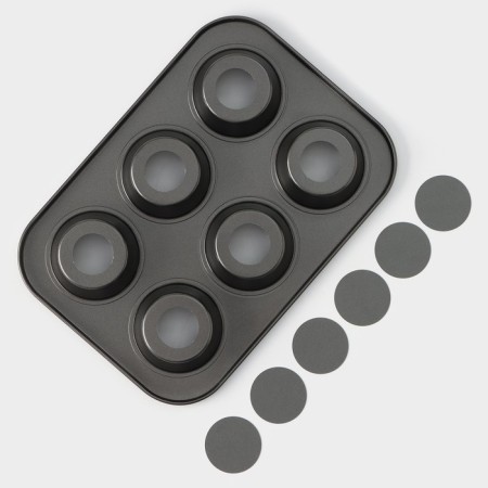 The form for baking the share "Jacqueline. Circle ”, 26 × 18 × 3 cm, 6 cells, a removable bottom, anti -stick coating, black color-9