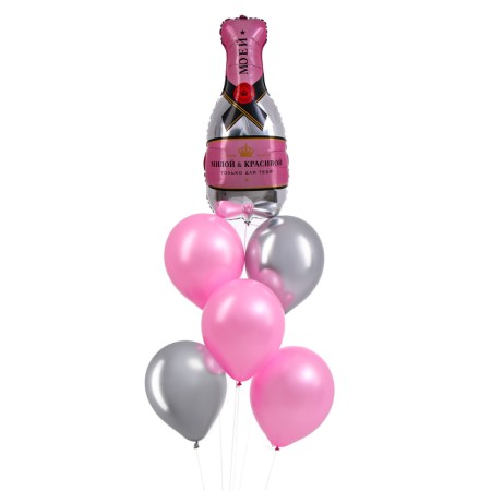 Bouquet of balls "Champagne", foil, latex, set of 6 pcs.-1