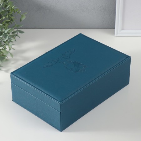 Casket to the leatherette for jewelry "Queen" blue 18x27x9 cm-5