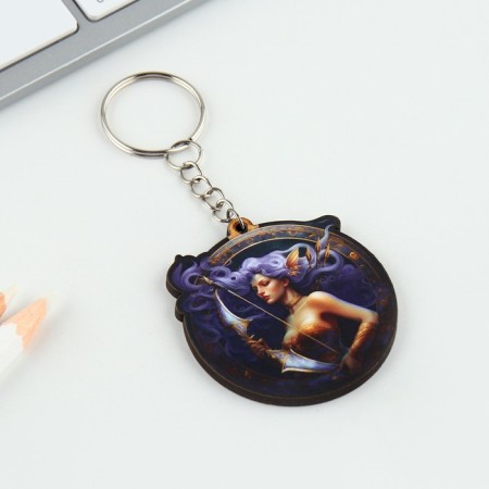 Key keychain wooden "Sagittarius", space, 4.5 x 6 cm-2