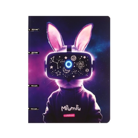 A notebook on the rings A5, 100 sheets in the Meshu Miumiu cage, the cover coated cardboard, matte lamination, foil embossing