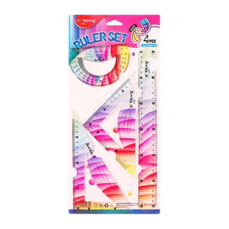 Set of geometric flexible silicone (ruler 30cm+2 squares+transporter) gradient