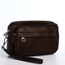 Male bag over the shoulder, artificial leather, brown color