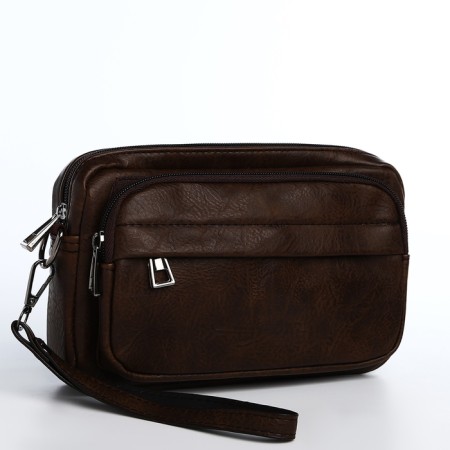 Male bag over the shoulder, artificial leather, brown color
