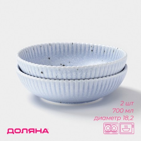 The plates of the deep shares "Coral", d = 18.2 cm, set 2 pcs, porcelain, blue