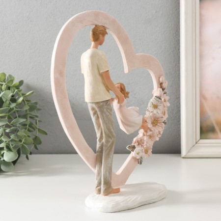 Souvenir Polystone "Dad with a daughter at the heart with flowers" 20x7.5x26 cm-1