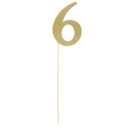 Topper in the cake "Number 6", color gold