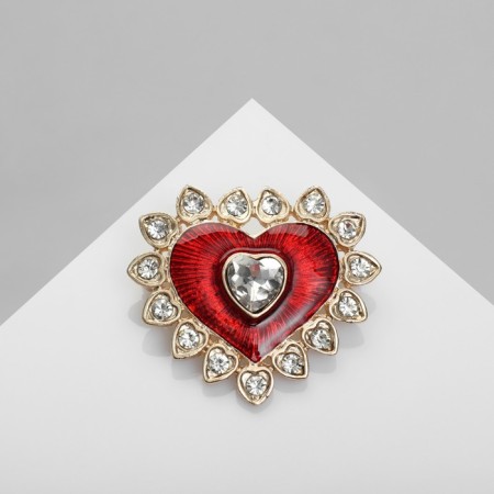Brooch "Heart", red color in gold-1