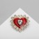 Brooch "Heart", red color in gold