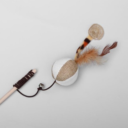 Domesticon-pitch with a soft ball and feathers on a wooden handle, 40 cm-1