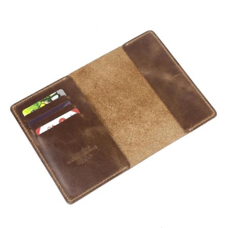 Cover for a passport with pockets, brown color-1