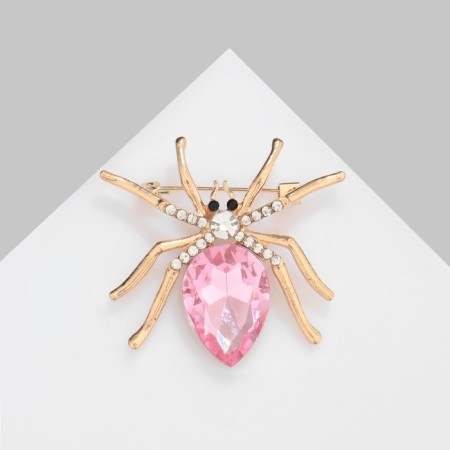 Brooch "Spider", white-pink color in gold-2